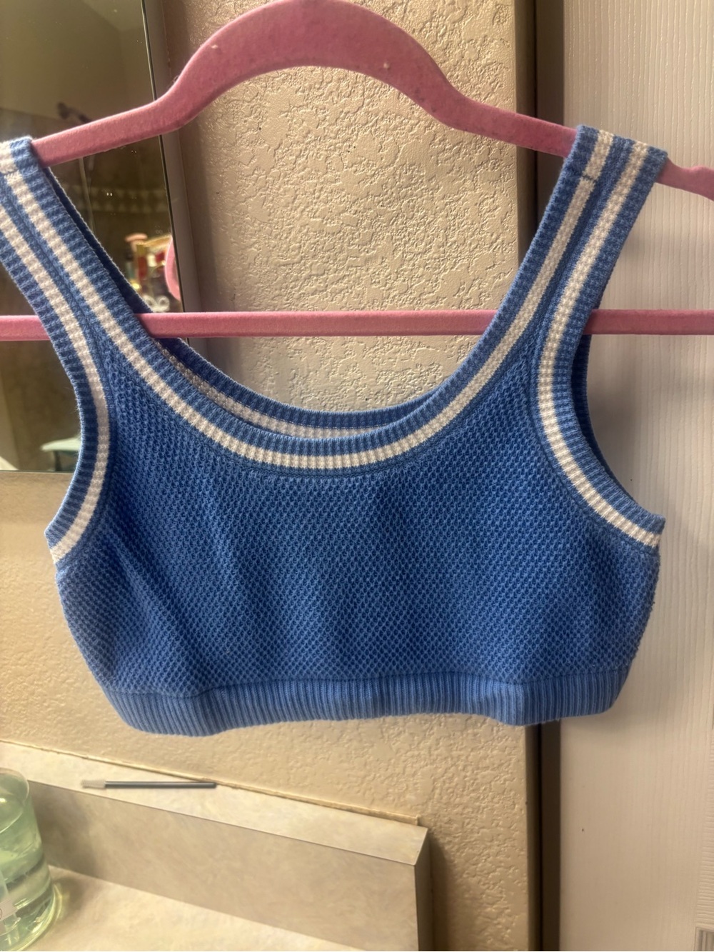 ALO Yoga Tennis Club Sweater Knit Bra-Crystal Clear Blue-NWOT - Picture 7 of 8